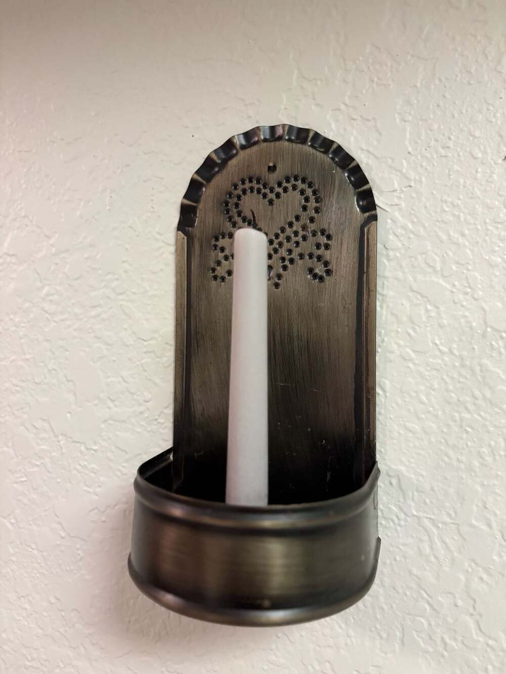 Primitive Punched Tin Wall Candle Sconce Heart Design